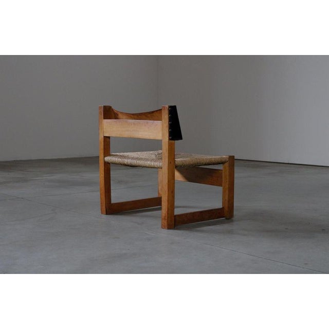 Vintage Dutch Low Chair with Rush Seating, 1960s For Sale - Image 12 of 14