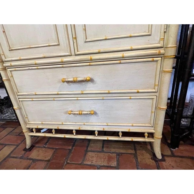 1970's Faux Bamboo Yellow Armoire by Century Furniture For Sale - Image 13 of 18