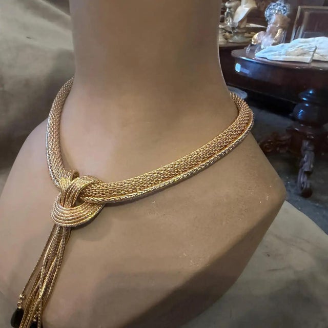 21st Century Vintage Costume Jewelry Gilt Metal Italian Multi Strand Necklace 2 For Sale - Image 15 of 17