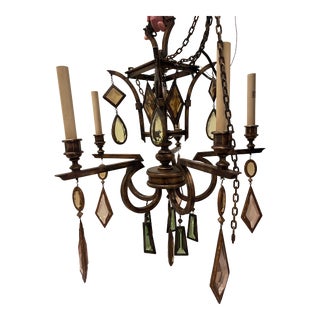 Encased Gems 5 Light Bronze Chandelier by Fine Art For Sale
