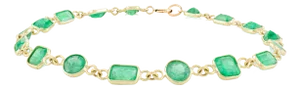 5.88 Carat Natural Emerald Stackable Chain Bracelet in 14k Yellow Gold