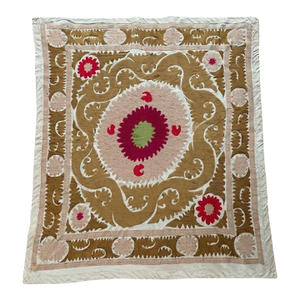 Terracotta Tashkent Suzani Wall Hanging Decor - 4'5'' X 5'1''