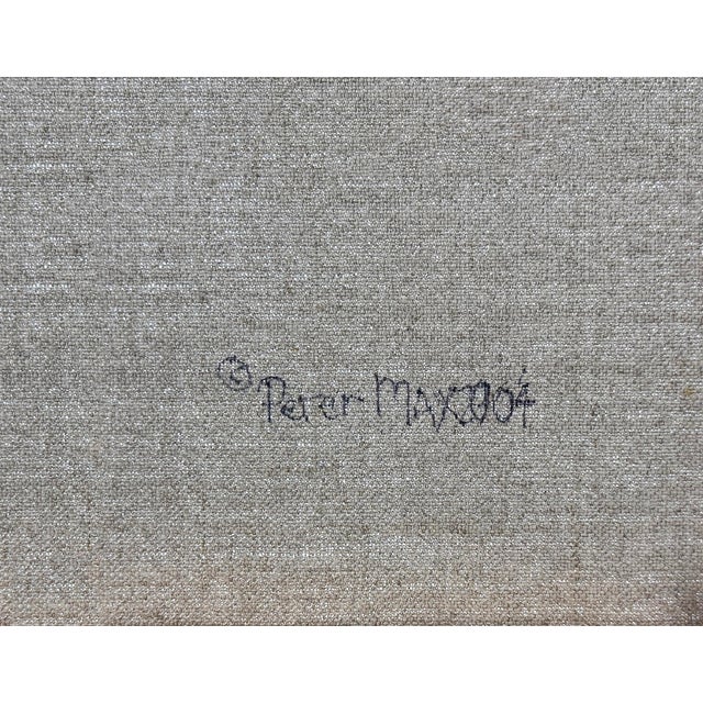 Pop Art Peter Max, Profile (Green), Custom Framed Original Painting on Canvas, 2004 For Sale - Image 3 of 4