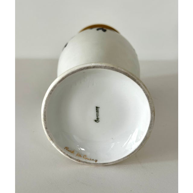 Early 20th Century Blue White and Gold Gilt German Porcelain Art Nouveau Vase Signed Ruth De Courcy For Sale - Image 12 of 12