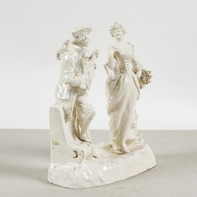 This splendid glazed ceramic sculpture, produced by the historic chiurazzi ceramics factory in naples, represents a...