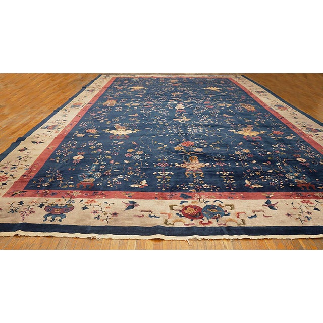 1920s Chinese Art Deco Carpet ( 14' x 23' - 427 x 701 ) Antique Oversized Art Deco Chinese Allover Floral Knotted Rug,...