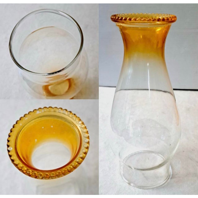 Amber Vintage Amber Glass Kerosene Oil Lamp With P&a Eagle Burner and Chimney For Sale - Image 8 of 11