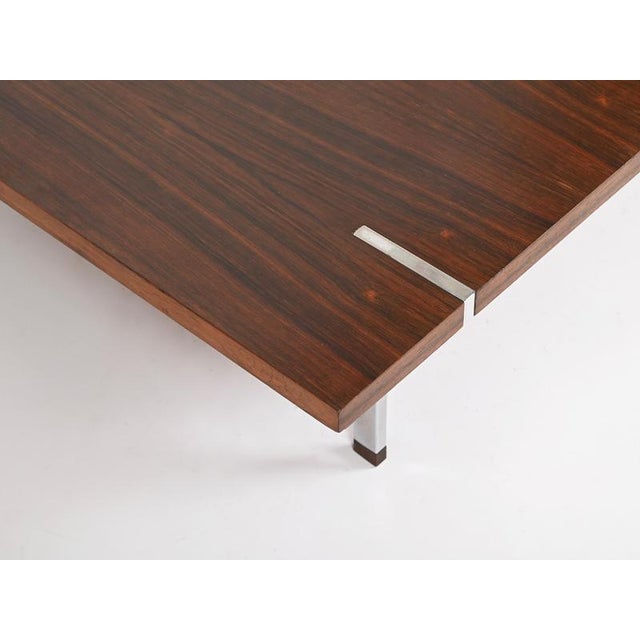 Large Square Coffee Table in Rosewood and Chrome from Pizzetti, Italy, 1970s For Sale - Image 6 of 18