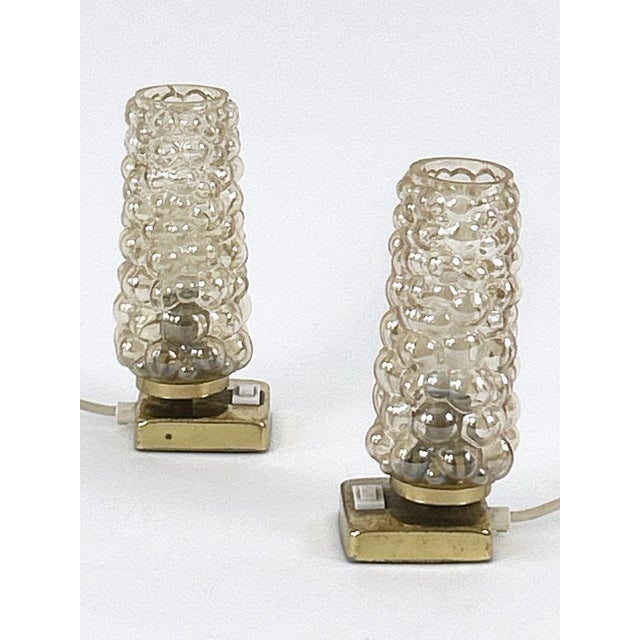 Brass & Bubble Glass Bedside Table Lamps from Teka, Germany, 1950s, Set of 2 For Sale - Image 6 of 18