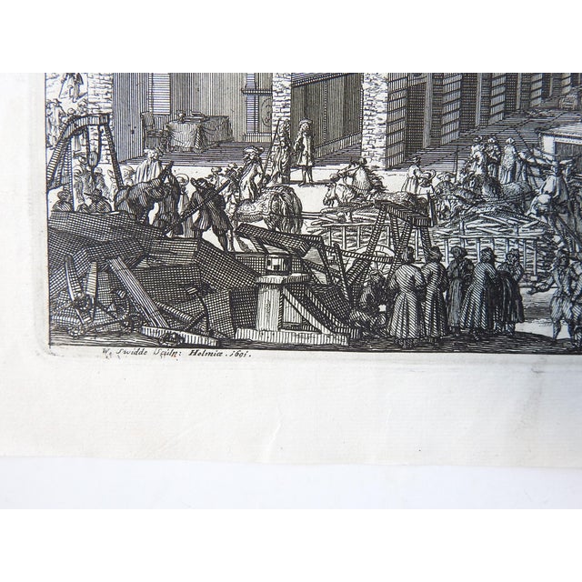 1691 engraving on laid paper of Curia in Suburbio Australi Holmiae by Willem Swidde (1660-1697) Holland/Sweden. From the...