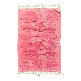 Contemporary Pink Moroccan Mrirt Wool Rug For Sale