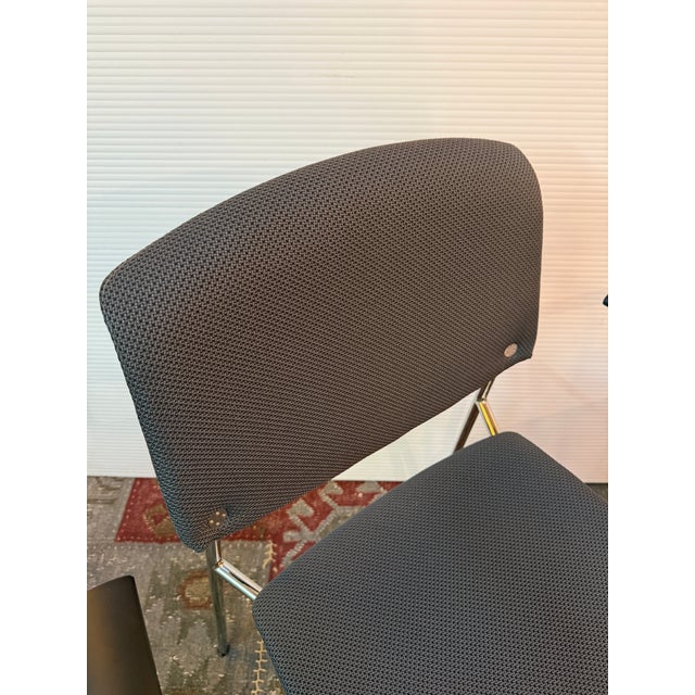 Metal Hightower Modernist Stackable Arm Chairs, Set of Three For Sale - Image 7 of 12