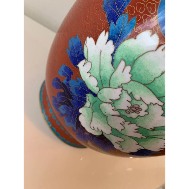Cinnamon Antique Chinese Cloisonne Chalice Urn For Sale - Image 8 of 12