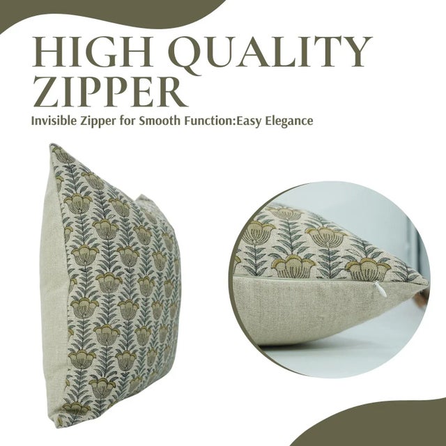 Not Yet Made - Made To Order Hand Block Print Thick Linen Pillow Cover by Fabdivine, 14"X20",Lotus For Sale - Image 5 of 7