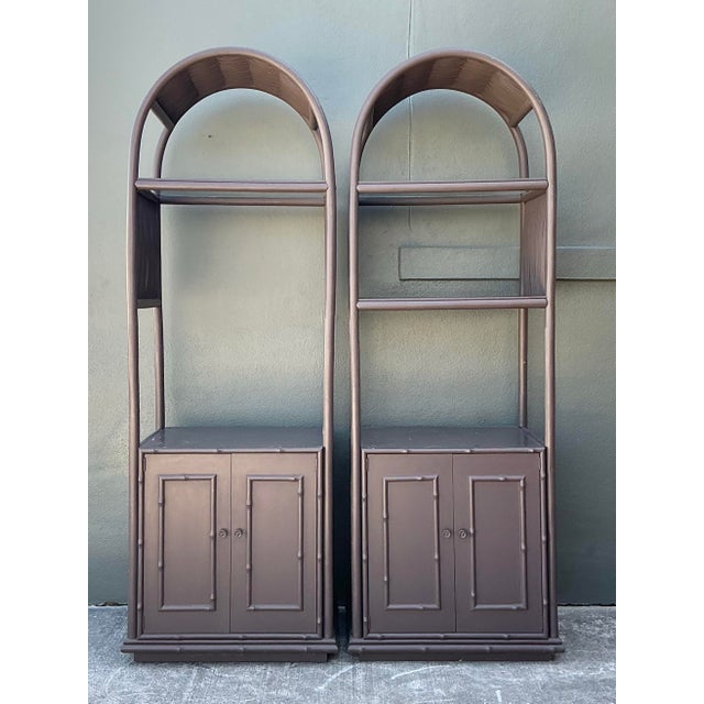 Vintage Arched Rattan Etagere - A Pair For Sale - Image 11 of 12