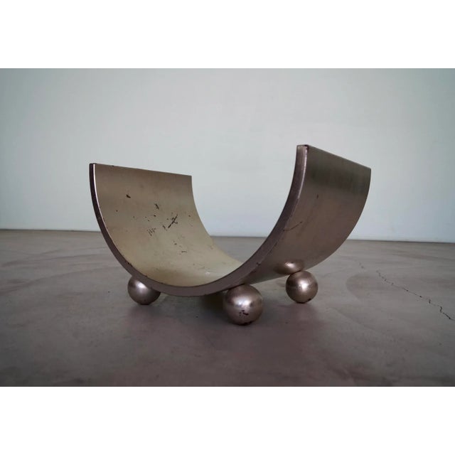 Mid-Century Modern 1950's Mid-Century Modern Bentwood Silver Leaf Magazine Rack For Sale - Image 3 of 13