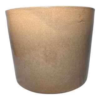 Vintage Stoneware Crock Planter – Large Taupe Glazed Pot For Sale