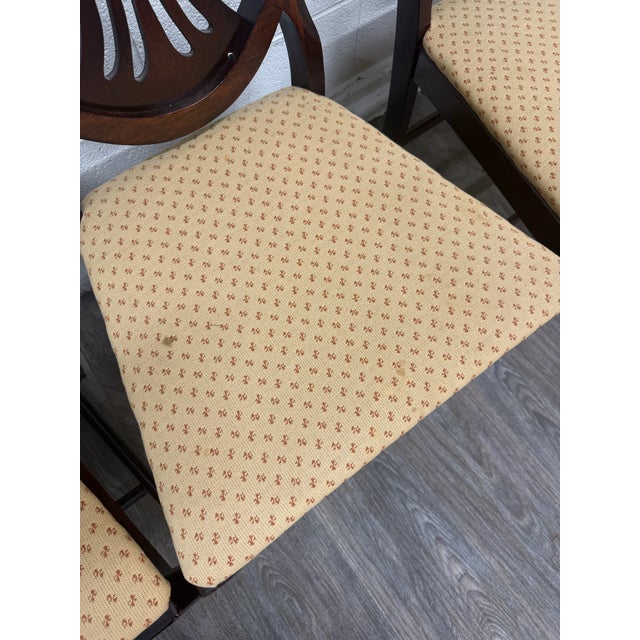 Cream Antique Hepplewhite Duncan Phyfe Style Mahogany Dining Chairs - Set of 6 For Sale - Image 8 of 14
