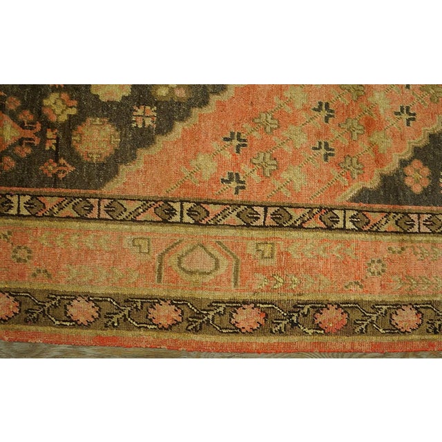 Early 20th Century 1920s Brown Medallion Tribal Antique Central Asian Khotan Rug 5'6" X 10' Handknotted Wool Carpet For Sale - Image 5 of 6