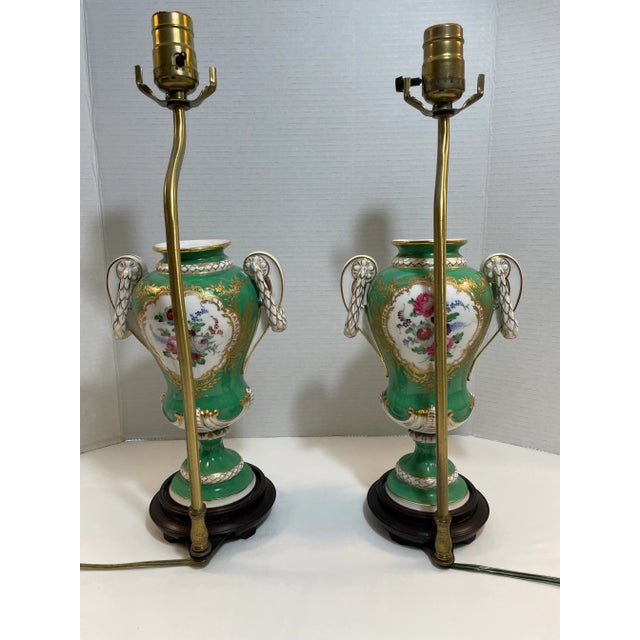 Antique Dresden Hand-Painted Lamps, a Pair For Sale In Atlanta - Image 6 of 12