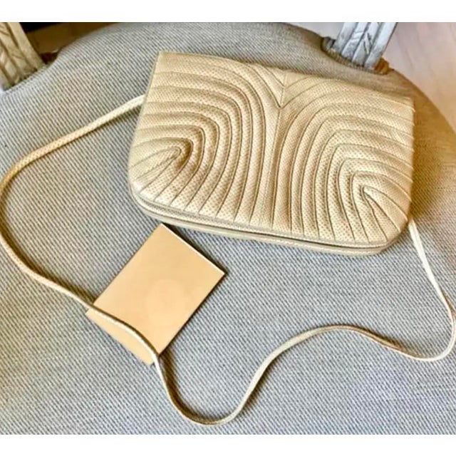 Modern Judith Leiber Style Quilted Snake Clutch With Mirror For Sale - Image 3 of 7