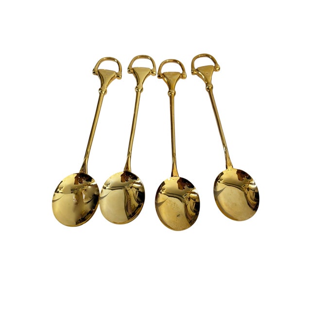 Vintage Set of 12 Gucci Gold-Plated Coffee or Demitasse /Coffee Spoons Horsebit Style Handles, For Sale - Image 9 of 10