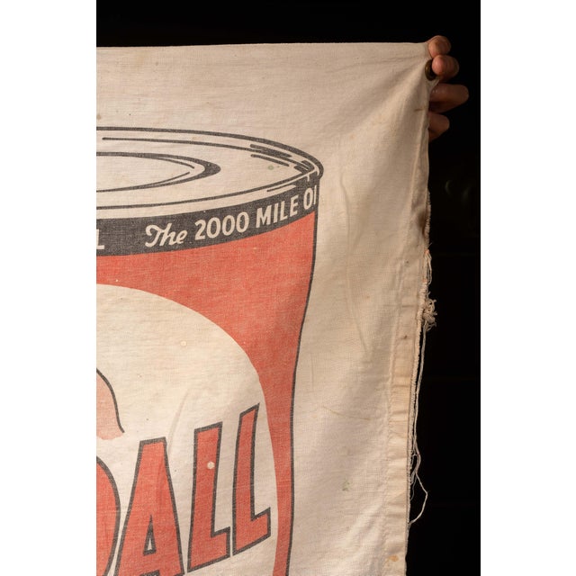 American Vintage Kendall 2000-Mile Oil Canvas Advertising Banner For Sale - Image 3 of 6
