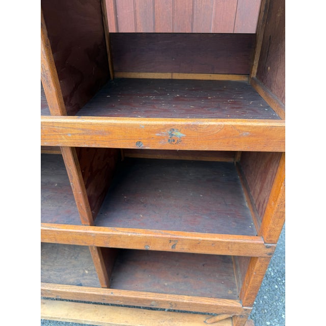 Early 20th Century Maine Shoe Factory Numbered Wood Rolling Cubbies / Industrial Shelving Cart For Sale - Image 18 of 18