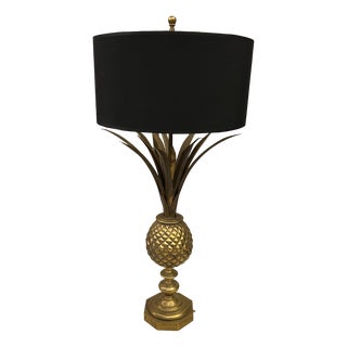 Hollywood Regency Gilt Pineapple Lamp, 1970s For Sale