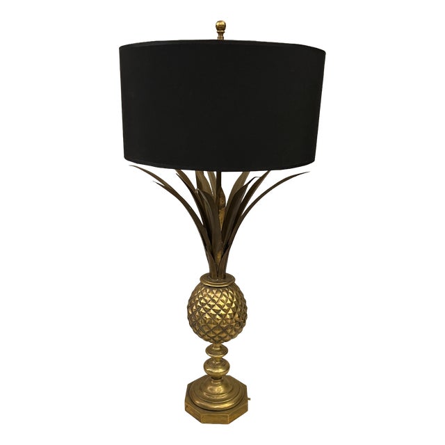 Hollywood Regency Gilt Pineapple Lamp, 1970s For Sale