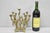 Vintage Mid Century Modern Brutalist Brass Judaica Candelabra Candle Holder by Wainberg. Circa Mid 20th Century....