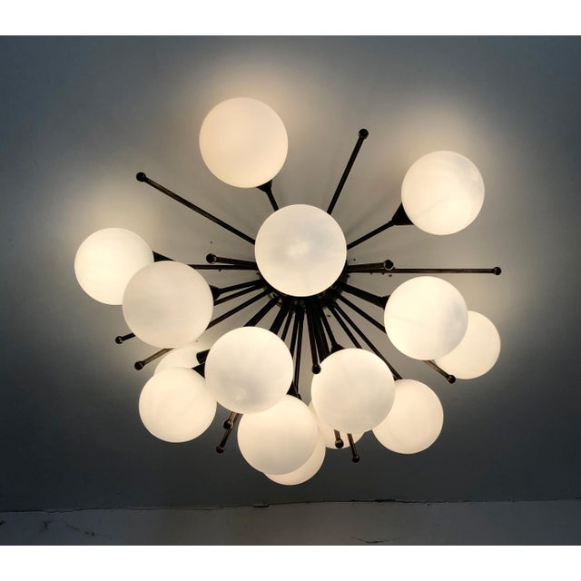 Metal 21st Century Mezzo Bronze Matte White Murano Flush Mount by Fabio LTD For Sale - Image 7 of 9