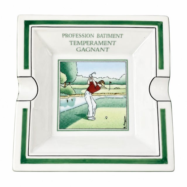 Ceramic Vintage Apilco France Golf Porcelain Ashtray Catchall Dish For Sale - Image 7 of 9