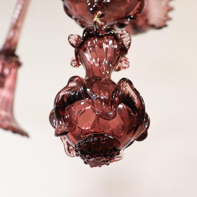 Large Mid-Century Aubergine Murano Chandelier in the Manner of Ercole Barovier For Sale - Image 16 of 16