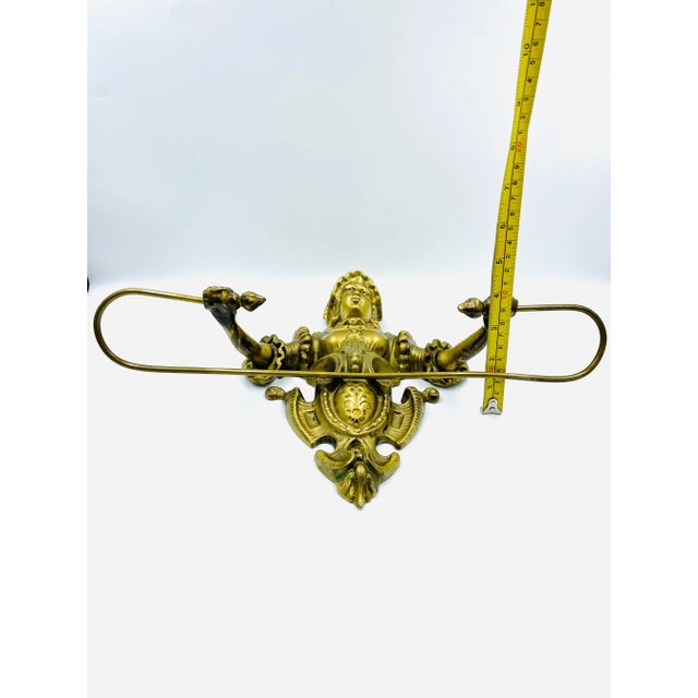 Mid 20th Century Victorian Style Brass Towel Holder With Woman Holding Rack For Sale - Image 10 of 12