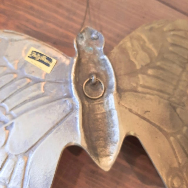 Vintage Solid Brass Butterfly Wall Sculpture Large XL For Sale - Image 4 of 13