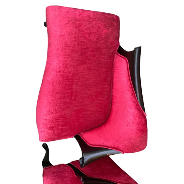 Early 21st Century Bespoke Carla Lounge Cherry Cerise Velvet Chairs - A Pair For Sale - Image 5 of 10