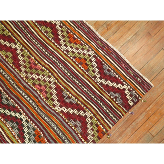 Mid 20th Century Colorful Vintage Turkish Jajim Flat-Weave For Sale - Image 5 of 6