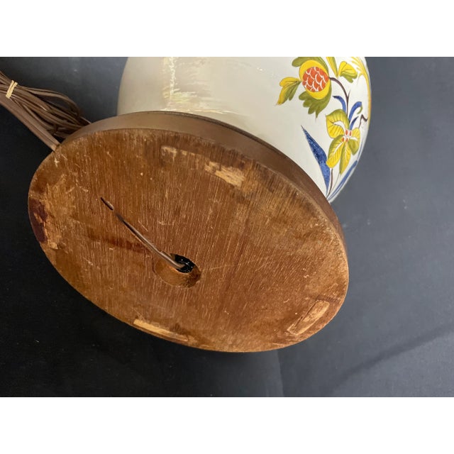 1960s Country Colonial Faience Table Lamp For Sale - Image 11 of 11