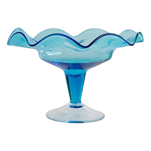 Vintage Murano Glass Bowl in Blue, Italy, 1980s For Sale
