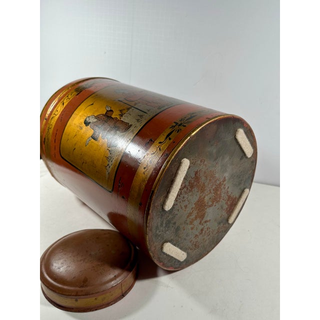 Chinoiserie 19th Century English Chinoiserie Toleware Grocer's Tea Canister. For Sale - Image 3 of 12