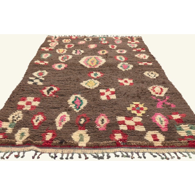 Tribal Earth-Tone Vintage Azilal Moroccan Rug, 04'01 X 07'11 For Sale - Image 3 of 10