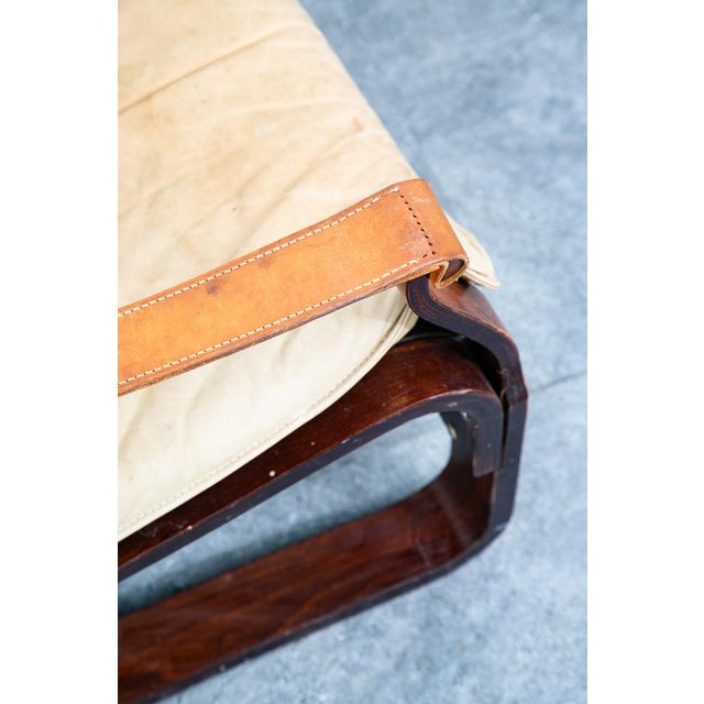 Mid Century Danish Modern Lounge Chair Brown Leather Armchair Tan Saddle Arms For Sale - Image 12 of 12