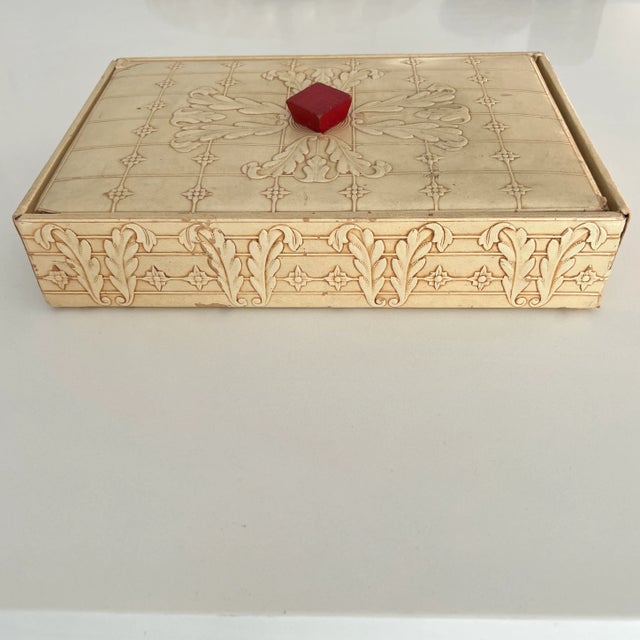1950s Embossed Tooled Leather-Like Box With Lid For Sale - Image 13 of 13