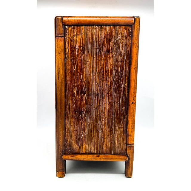 Baker Furniture Company Vintage Bamboo 3-Drawer Tabletop Storage Cabinet or Plant Stand – Organic Modern / Tropical For Sale - Image 4 of 12