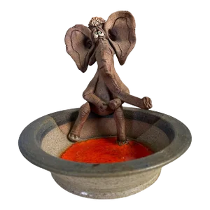 Vintage Studio Art Pottery Elephant Bowl