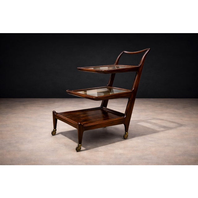 Brown Bar Cart in Rosewood & Glass, Carlo Hauner and Martin Eisler, 1950s - Lot 193 For Sale - Image 8 of 14