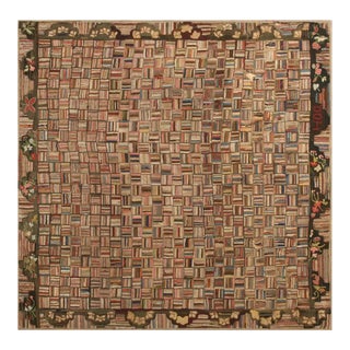 1920s American Hooked Rug For Sale