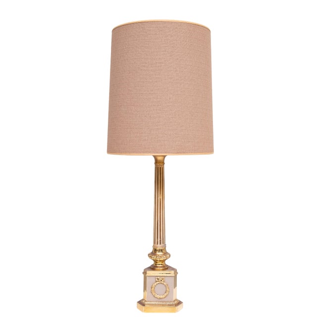 1950s Antique Empire Brass Column Table Lamps, 1950s, Set of 2 For Sale - Image 5 of 9