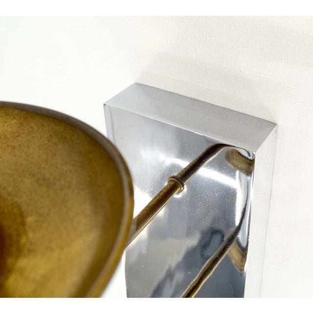 Fine Chrome Brass Mid Century Modern Sconce Light Fixture Lamp For Sale - Image 11 of 13